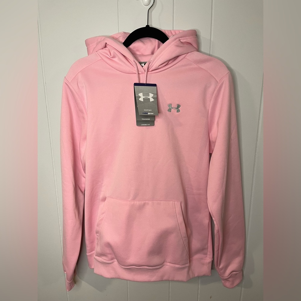 Women’s under Armour Cold-gear Training Pink Long Sleeve Hooddie Jacket Size MD